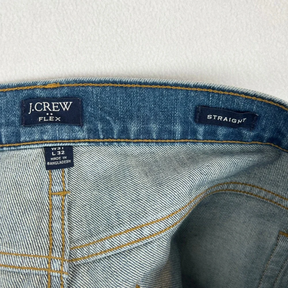 J.Crew Straight Flex Jeans Distressed Denim Blue‎ Mens Size 31x32